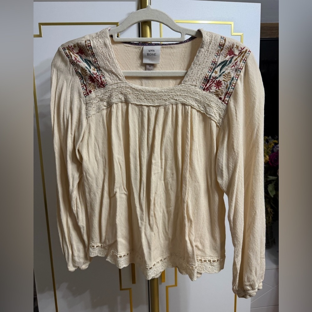 Knox Rose Cream Blouse with Floral Embroidery #0010 - Picture 3 of 9